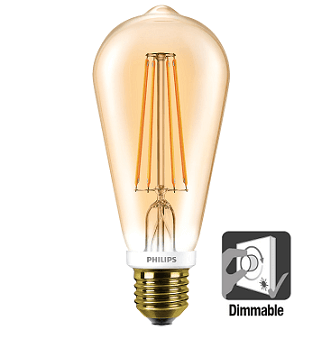 Philips ST64 LED buislamp | 7W | Flame kaarslicht | Dimbaar | Leds Refresh